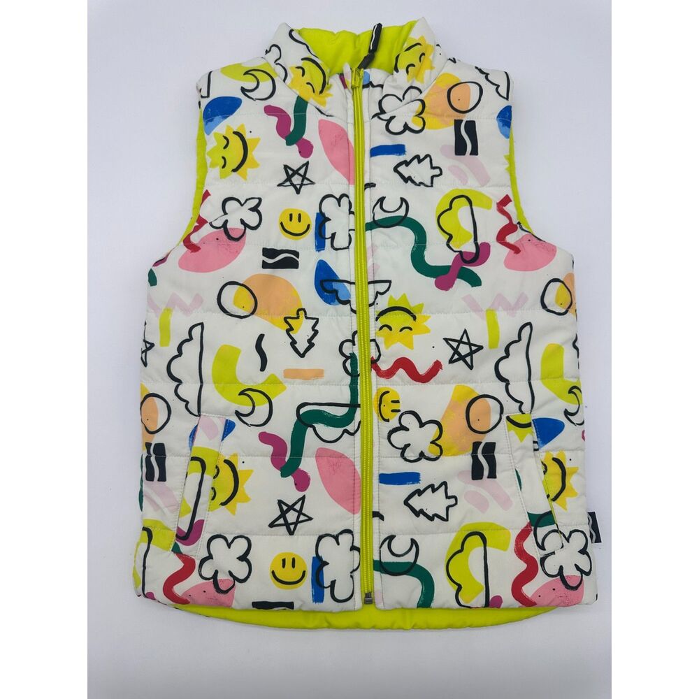 Crayola Puffer Vest Reversible Sz S/M* Zip Up & Pockets Multicolors